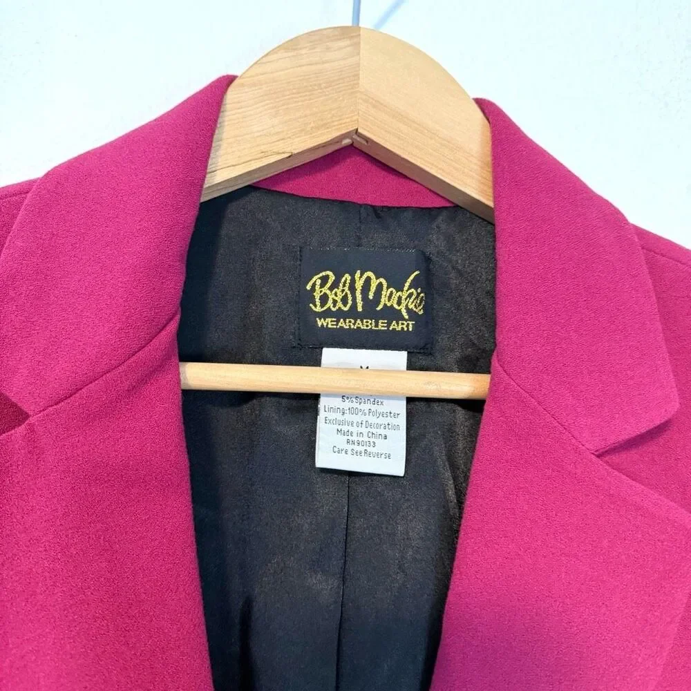 Bob Mackie Wearable Art Fuschia Beaded Blazer Size Medium - Picture 5 of 14